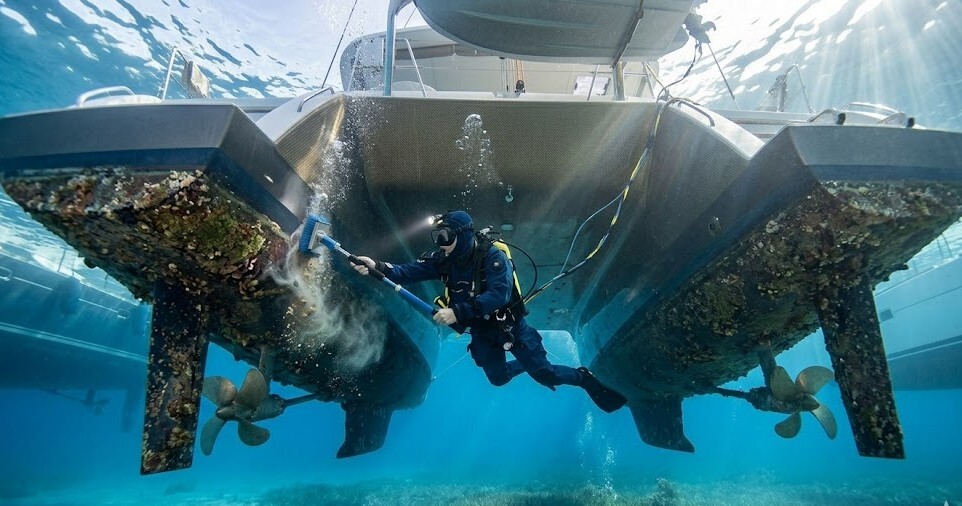 catamaran hull cleaning