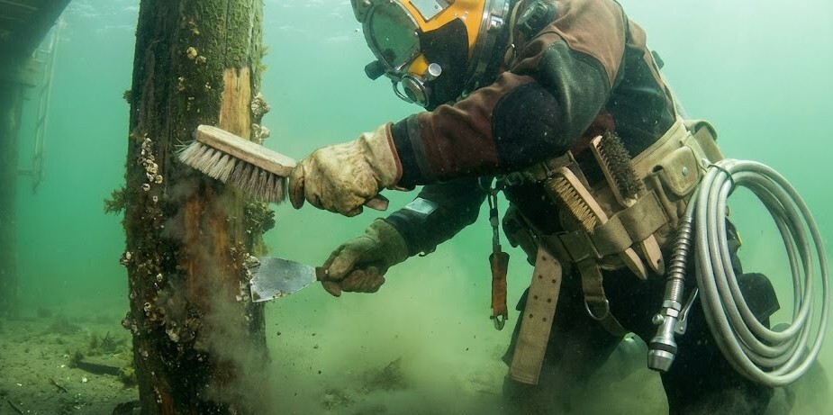 dock piling cleaning equipment